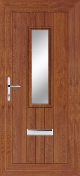 Golden Oak Scaven Clear/Pattern Upvc front door