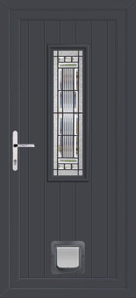 Anthracite Grey Scaven Massa Upvc Door with Catflap