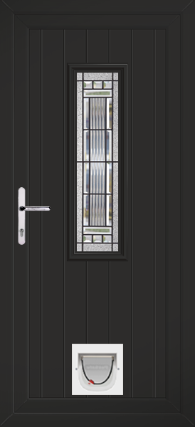 Black Scaven Massa Upvc Door with Catflap