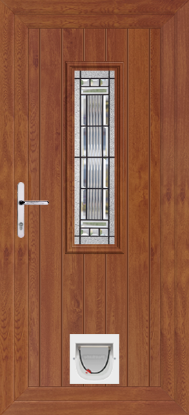 Golden Oak Scaven Massa Upvc Door with Catflap