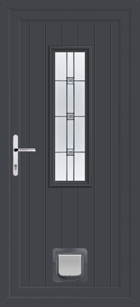 Anthracite Grey Scaven Milan Upvc Door with Catflap