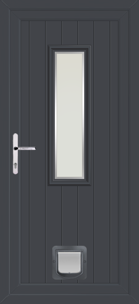Anthracite Grey Scaven Naples Upvc Door with Catflap