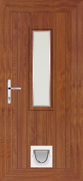 Golden Oak Scaven Naples Upvc Door with Catflap