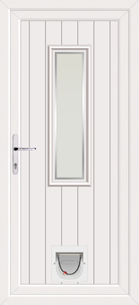 White Scaven Naples Upvc Door with Catflap