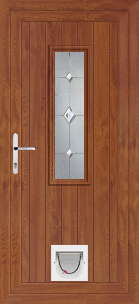 Golden Oak Scaven Nusco Upvc Door with Catflap