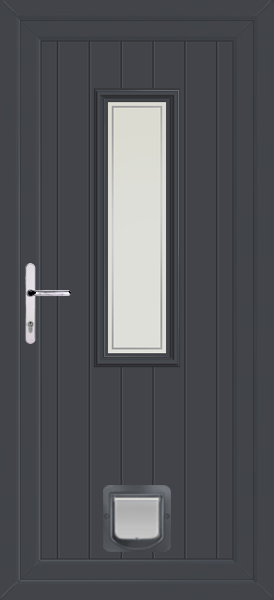 Anthracite Grey Scaven Pavia Upvc Door with Catflap