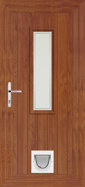 Golden Oak Scaven Pavia Upvc Door with Catflap
