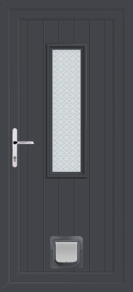 Anthracite Grey Scaven Pesaro Upvc Door with Catflap