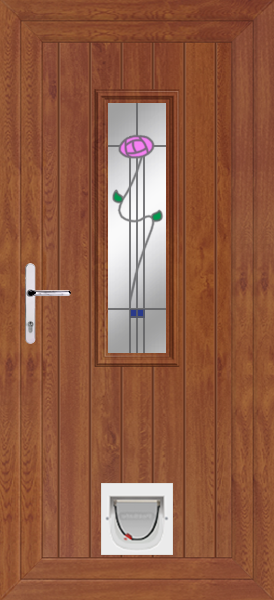 Golden Oak Scaven Ronay Upvc Door with Catflap