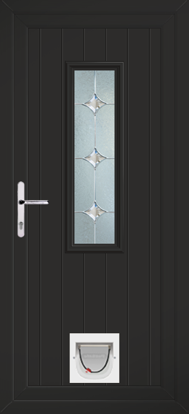 Black Scaven Sero Upvc Door with Catflap