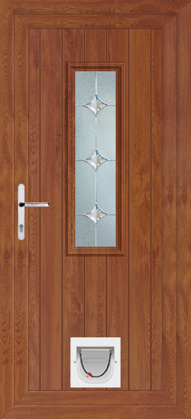 Golden Oak Scaven Sero Upvc Door with Catflap
