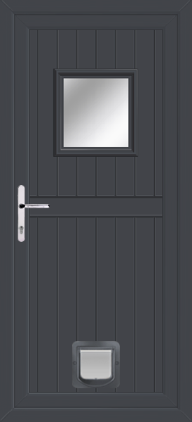 Anthracite Grey Torridon Clear/Pattern Upvc Door with Catflap