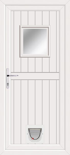 White Torridon Clear/Pattern Upvc Door with Catflap