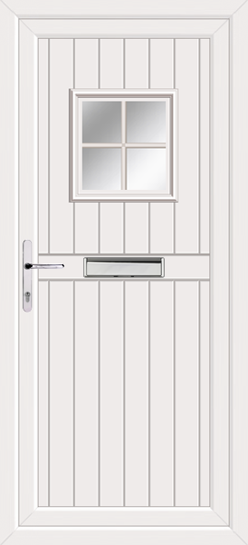 White Torridon Georgian Bar Upvc front door