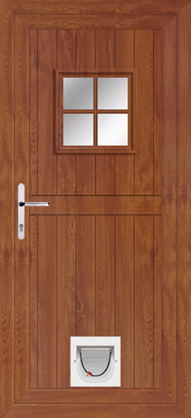 Golden Oak Cottage Georgian Bar Upvc Door with Catflap