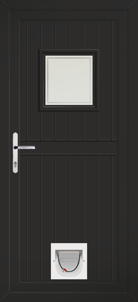 Black Torridon Pavia Upvc Door with Catflap