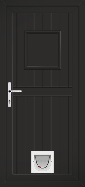 Black Torridon Solid Upvc Door with Catflap
