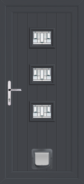 Anthracite Grey Tummel Bienno Upvc Door with Catflap