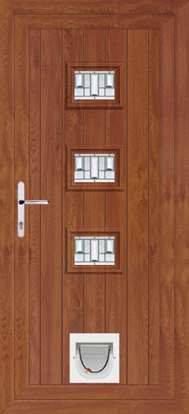 Golden Oak Tummel Bienno Upvc Door with Catflap