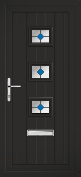 Black Tummel Blue Diamond Upvc Front Door