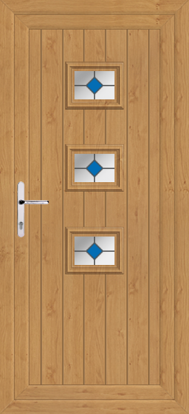 Irish Oak Tummel Blue Diamond Upvc Back Door