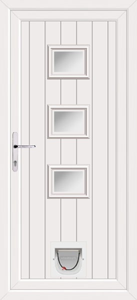 White Tummel Clear/Pattern Upvc Door With Catflap