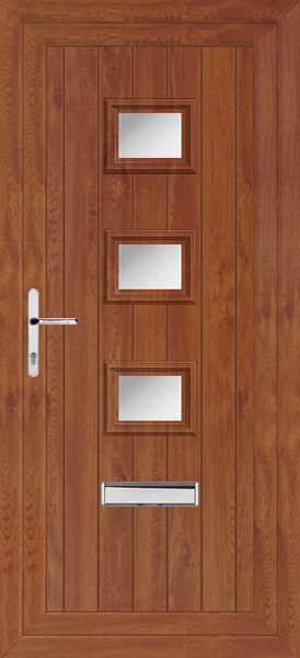 Golden Oak Tummel Clear/Pattern Upvc front door