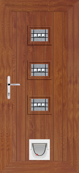 Golden Oak Tummel Massa Upvc Door with Catflap