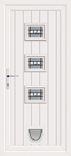 White Tummel Massa Upvc Door with Catflap