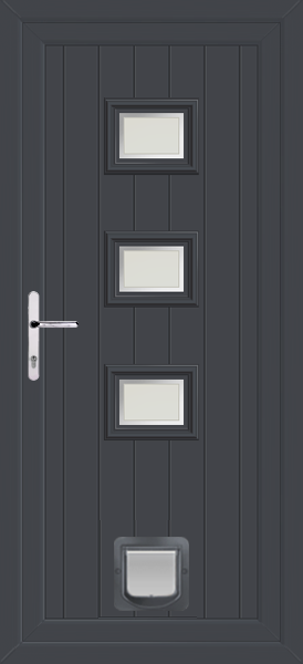 Anthracite Grey Tummel Naples Upvc Door with Catflap