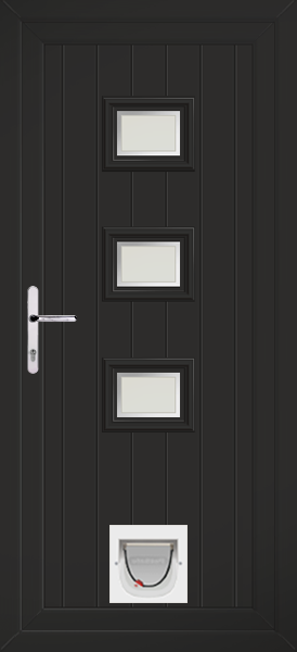 Black Tummel Naples Upvc Door with Catflap