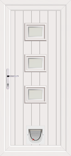 White Tummel Naples Upvc Door with Catflap