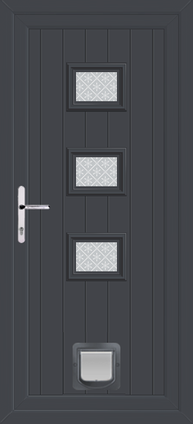 Anthracite Grey Tummel Pesaro Upvc Door with Catflap