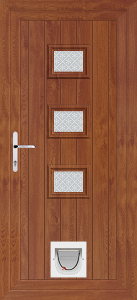 Golden Oak Tummel Pesaro Upvc Door with Catflap