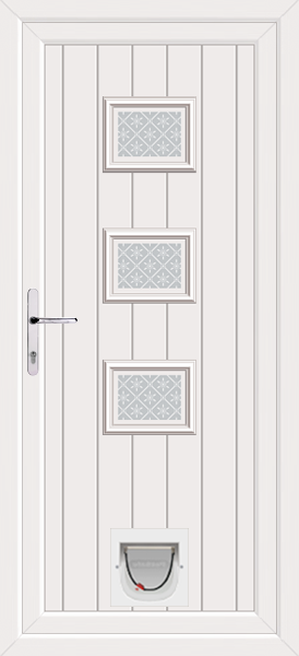 White Tummel Pesaro Upvc Door with Catflap