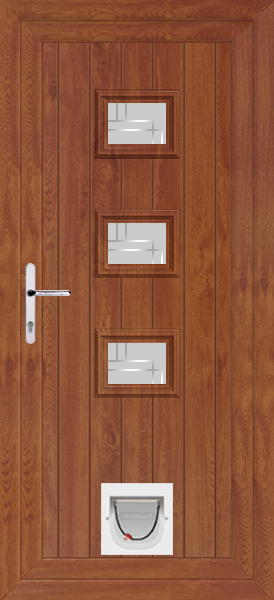 Golden Oak Tummel Roma Upvc Door with Catflap