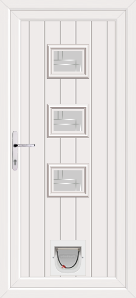 White Tummel Roma Upvc Door with Catflap