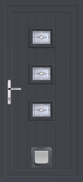 Anthracite Grey Tummel Savona Upvc Door with Catflap