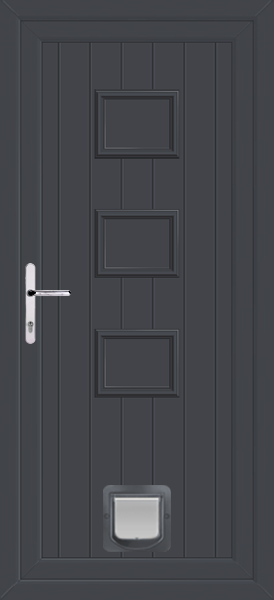 Anthracite Grey Tummel Solid Upvc Door with Catflap