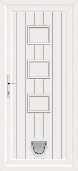 White Tummel Solid Upvc Door with Catflap