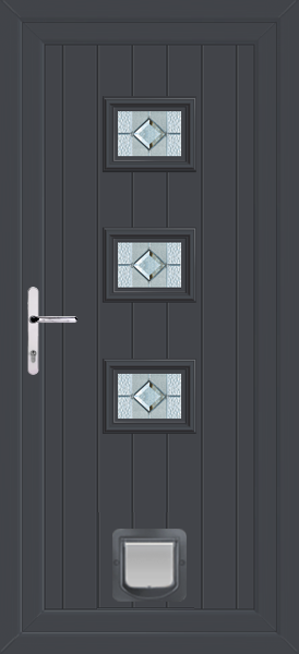 Anthracite Grey Tummel Venice Upvc Door with Catflap