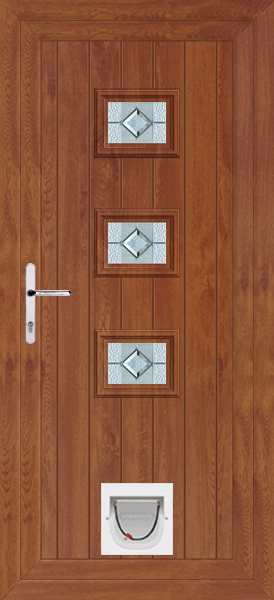 Golden Oak Tummel Venice Upvc Door with Catflap