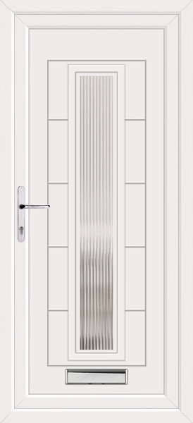 White Virtu Reeded Upvc Front Door