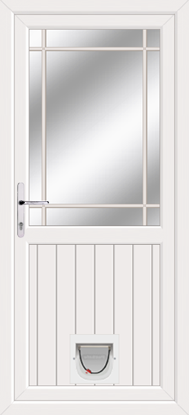 White Fife Edwardian Bar Upvc Door with Catflap