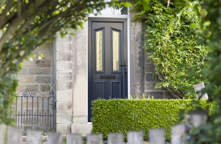 uPVC grey door installed