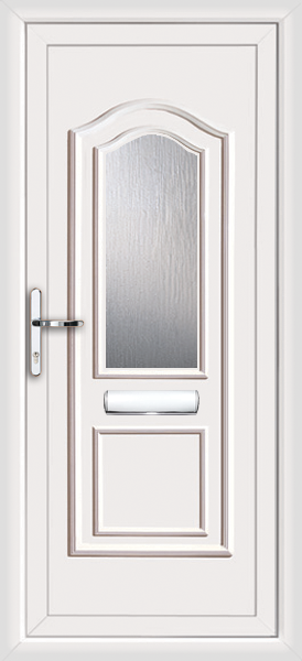 Upvc front door with patterned glass