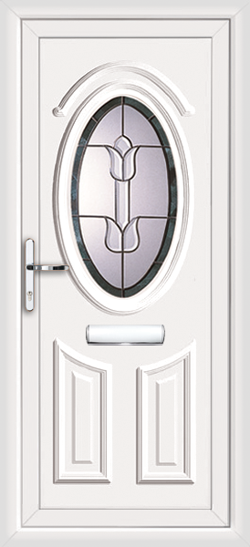 Upvc front door with oval glazing