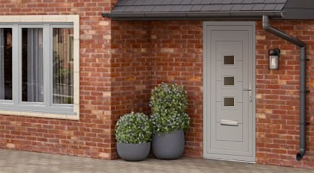 Upvc front door fitted in Agate Grey